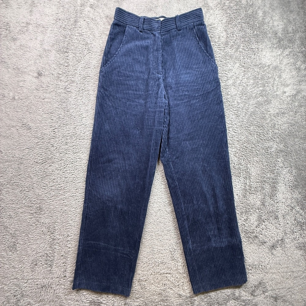 Mijeong Park High Rise Wide Whale Corduroy Pants Blue Womens XS 100% Cotton